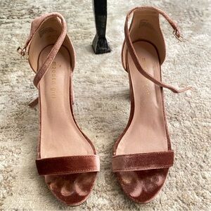 Madden Girl Rose Velvet Ankle Strap Heeled Sandals
